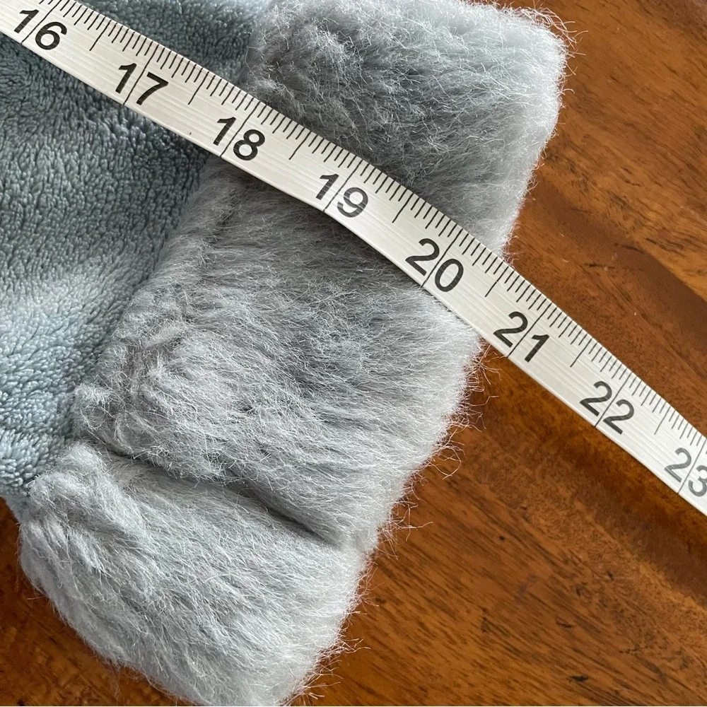 PB Teen Luxury Plush Robe Blue Faux Fur Shawl Collar One Size Belted Cozy Soft